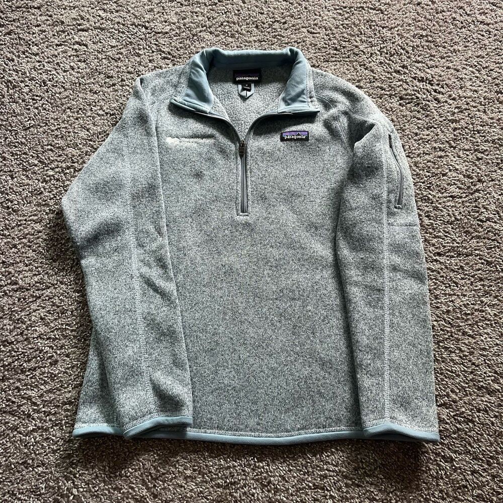 Patagonia Better Sweater 1/4 Zip Fleece Jacket Blue Women’s Medium Logo